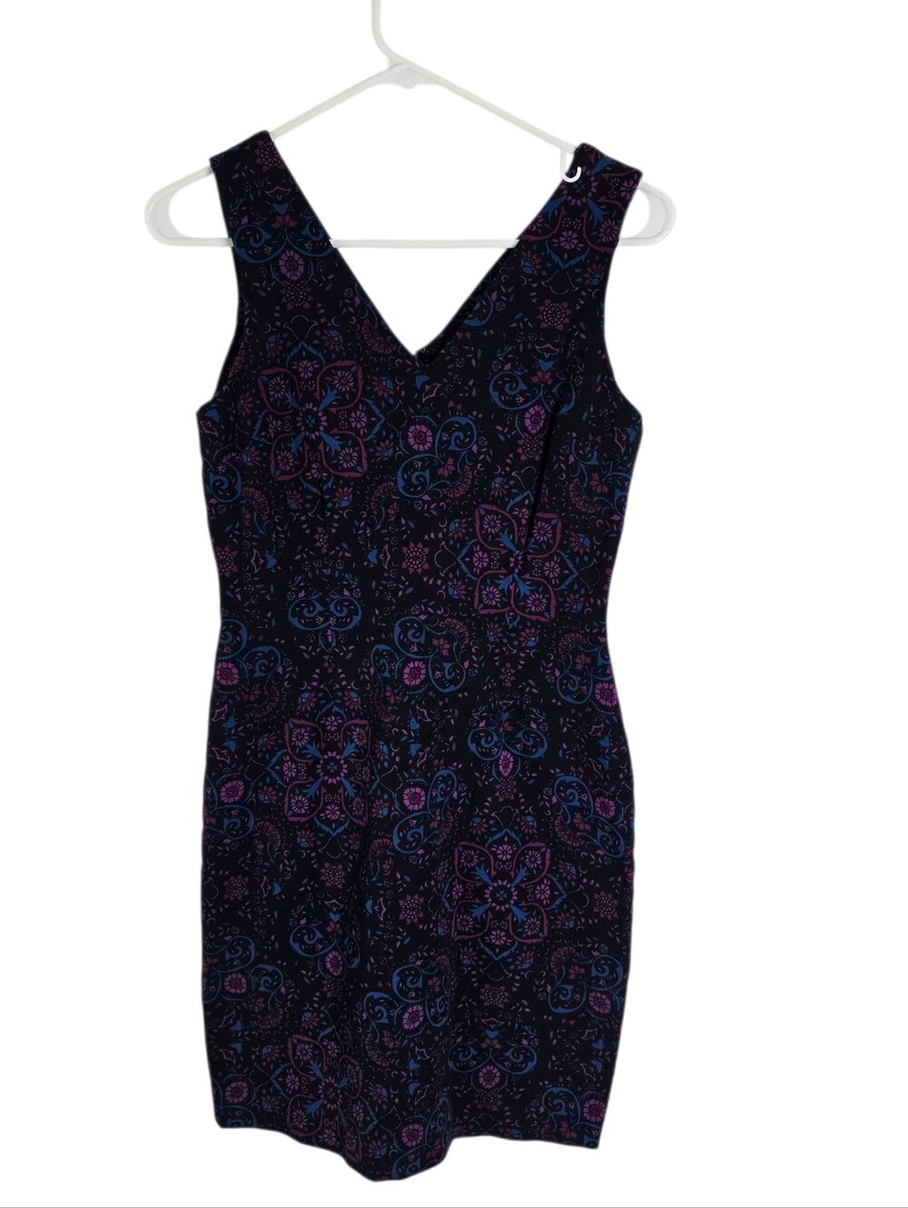 Banana Republic Factory Double V Neck Paisley Print Poplin Sheath Dress 2